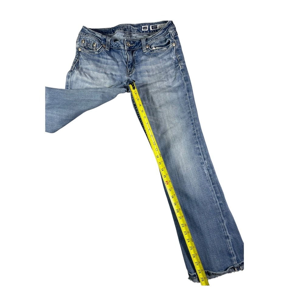 Miss Me Irene Boot Cut Jeans Size 31 Light Wash Distressed Mid Rise Denim - Picture 8 of 11